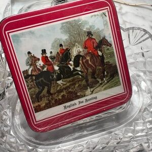Ralph Lauren esthetic English Fox Hunting Coaster Set - Red and White